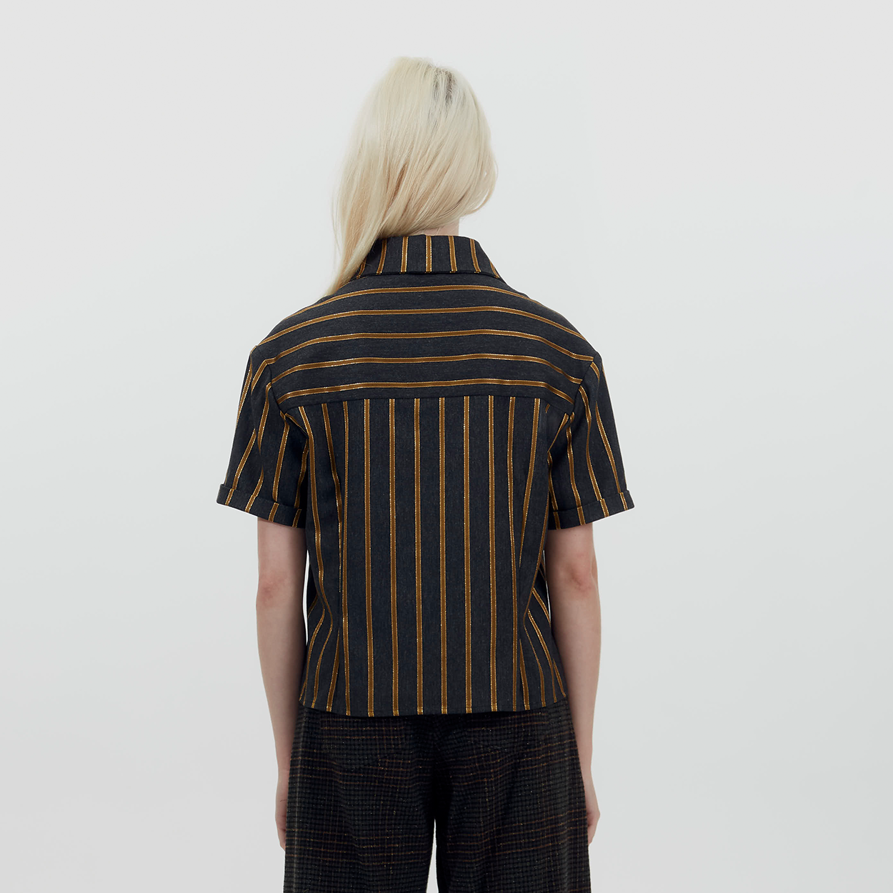 Metallic Darted Short Sleeve