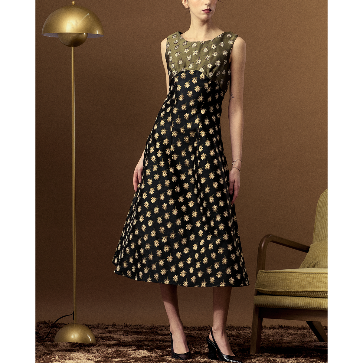 Midi Jacquard Evening Dress