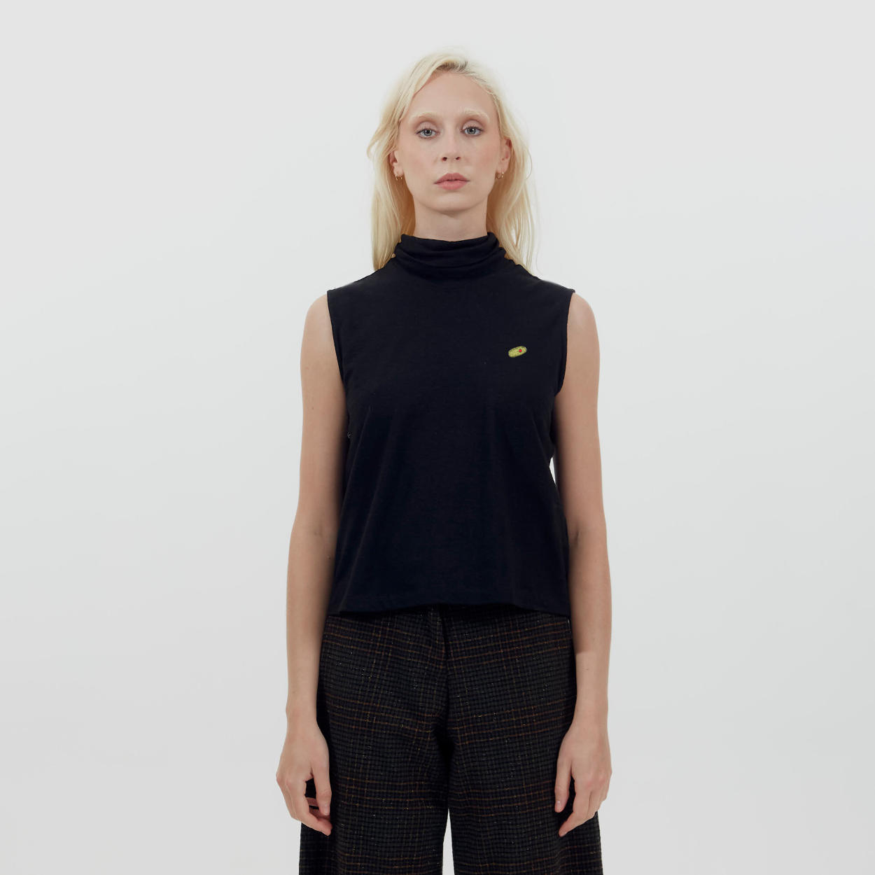 Embroidered Olive Tank