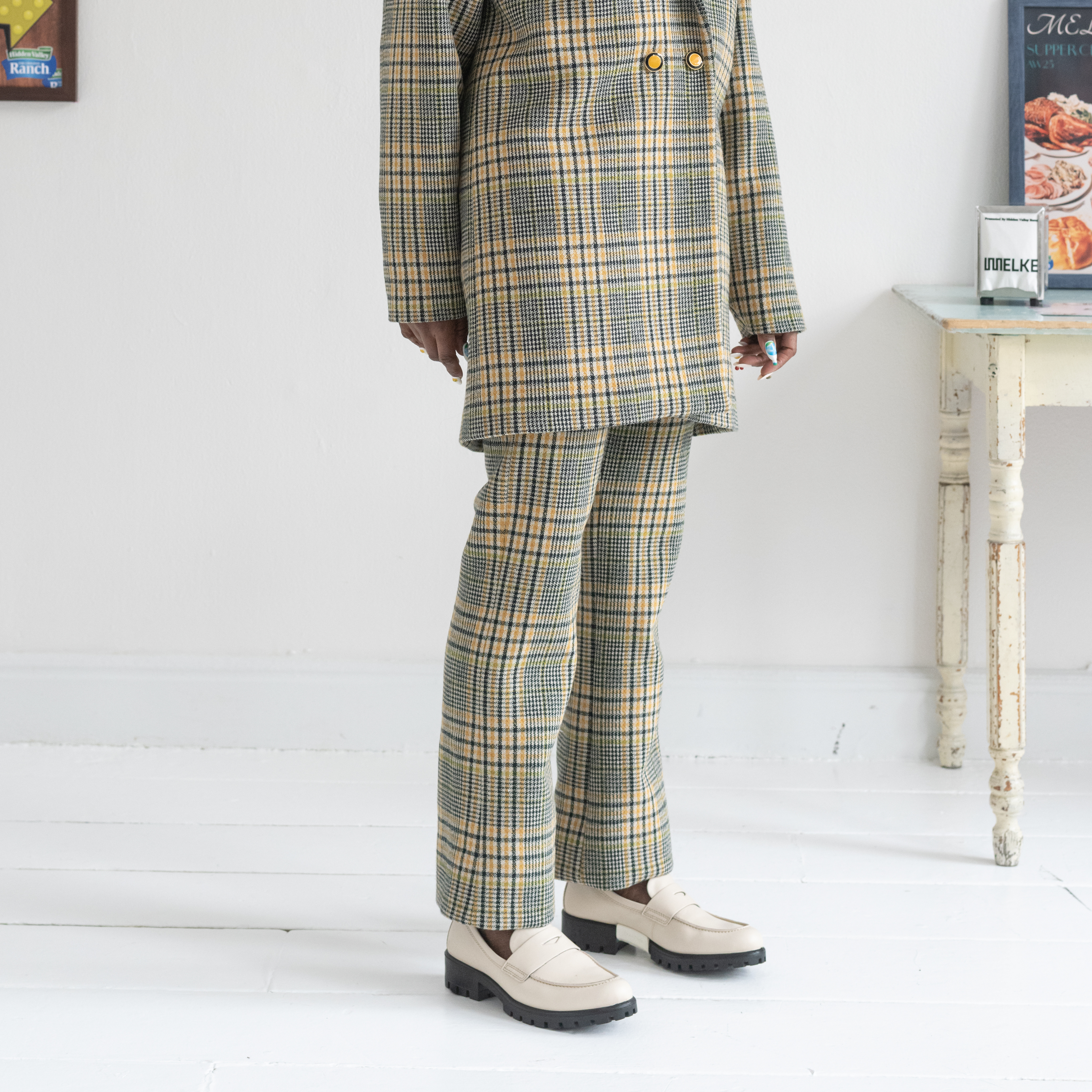 Plaid Straight Leg Pant