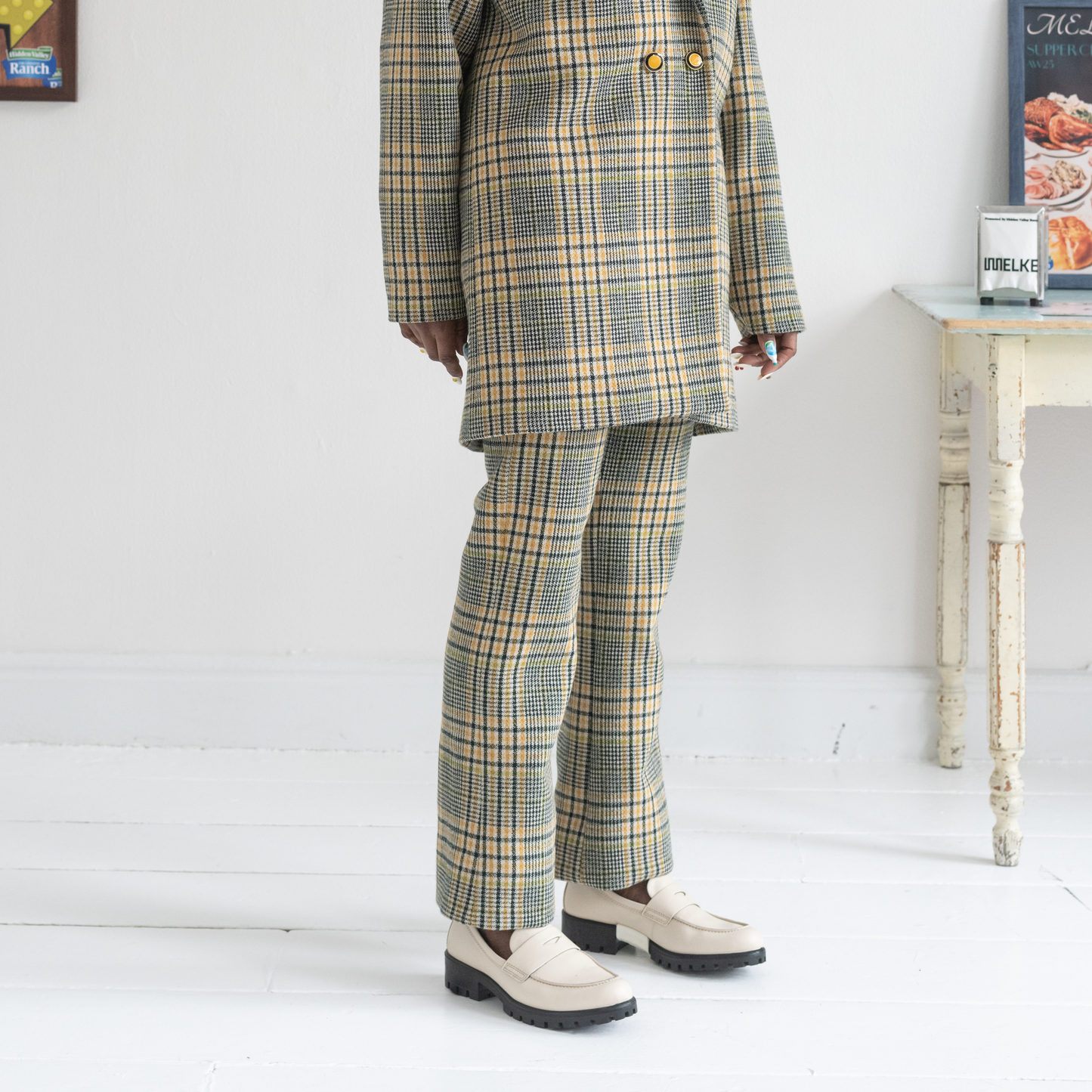 Plaid Straight Leg Pant