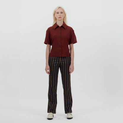 Metallic Straight Leg Pant