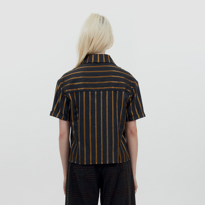 Metallic Darted Short Sleeve