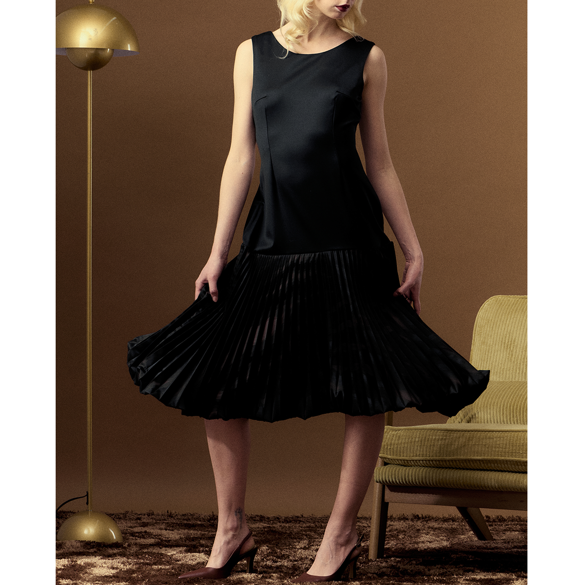 Pleated Midi Dress
