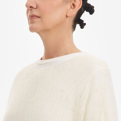 Cream Mohair Handknit Pullover