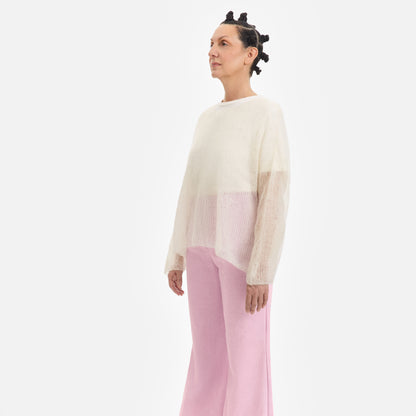 Cream Mohair Handknit Pullover