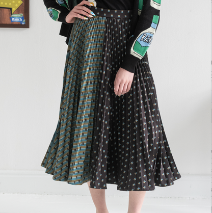 Split Pleated Midi Skirt